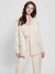 Beige Solid Lapel Collar Full Sleeves Double Breasted Blazer
