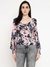 Multi-Color Printed Sweatheart Neck Full Sleeves Top