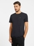 Jet Black Solid Round Neck Short Sleeves T-Shirt