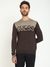 Brown Printed Round Neck Full Sleeves Sweater
