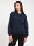 Blue Cotton Blend Embellished Pullover Sweatshirt