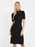 Black Ribbed Mock Neck Short Sleeves Bodycon Dress