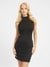 Black Solid Round Neck Sleeveless Bodycon Dress