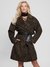 Brown Printed Lapel Collar Full Sleeves Patrizia Belted Coat