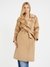 Beige Solid Notched Collar Full Sleeves Overcoat