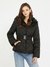 Black Solid Hooded Full Sleeves Quilted Jacket