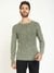 Green Cotton Blend Textured Pullover Sweater