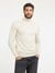 Cream Polyamide Blend Solid Pullover Sweater