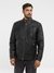 Black Polyurethane Solid Biker Jacket
