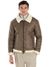 Brown Polyurethane Solid Shearling Aviator Jacket