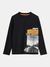 Black Round Neck Full Sleeves Printed T-Shirt