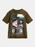 Olive Round Neck Short Sleeves Printed T-Shirt