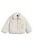 Off White Solid Spread Collar Faux Fur Jacket