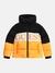 Orange Detachable Hood Full Sleeves Color Blocked Puffer Jacket
