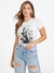 True White Printed Round Neck Short Sleeves T-Shirt