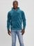 Teal Solid Hooded Full Sleeves Sweatshirt