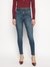 Blue Solid Skinny Fit Super High Yoke Jeans
