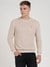 Beige Cotton Blend Textured Pullover Sweater