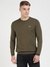 Olive Cotton Blend Solid Pullover Sweater