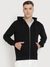 Black Solid Hooded Full Sleeves Front-open Sweatshirt