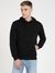 Black Cotton Blend Solid Hooded Neck Sweatshirt