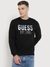 Black Printed Round Neck Full Sleeves Pullover Style Sweatshirt