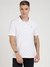 White Cotton Blend Printed Polo Neck Polo T-Shirt