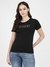 Jet Black Printed Round Neck Short Sleeves T-Shirt
