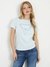Blue Pure Cotton Printed Round Neck T-Shirt