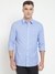 Blue Self Design Spread Collar Full Sleeves Shirt
