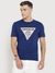 Blue Printed Round Neck Short Sleeves T-shirt