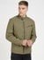 Olive Polyurethane Solid Quilted Biker Jacket