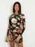 Women's Black Polyester Blend Printed Regular Fit V-neck Full Sleeve Dress