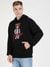 Black Cotton Blend Printed Hooded Neck Sweatshirt