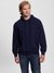 Blue Pure Cotton Solid Hooded Neck Sweatshirt