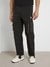 Black Polyester Solid Regular Fit Trouser