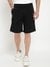 Black Cotton Blend Solid Henrico Cargo Short