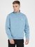 Blue Polyester Solid High Neck Sweatshirt
