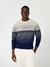 Smart Blue Marble Colorblock Round Neck Full Sleeve Emmerson Pullover Sweater