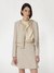 Guess Women Beige Textured Round Neck Long Sleeves Blazer