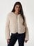 Guess Women Beige Solid Round Neck Long Sleeves Jacket