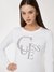 Guess Pure White Crew Neck Embellished T-Shirt