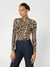 Guess Women Multi Animal Print High Neck Long Sleeves Top