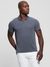 Guess Grey Shadow Blue Collar Neck Ribbed Polo T-Shirt
