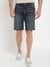 Blue Cotton Blend Solid Regular Fit Shorts
