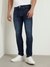Blue Cotton Blend Solid Slim Fit Jeans
