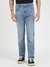 Guess Blue Cotton Blend Solid Regular Fit Jeans