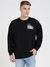 Black Cotton Blend Solid Round Neck Sweatshirt