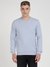 Blue Cotton Blend Solid Round Neck Sweatshirt