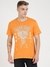 Orange Pure Cotton Printed Round Neck T-Shirt